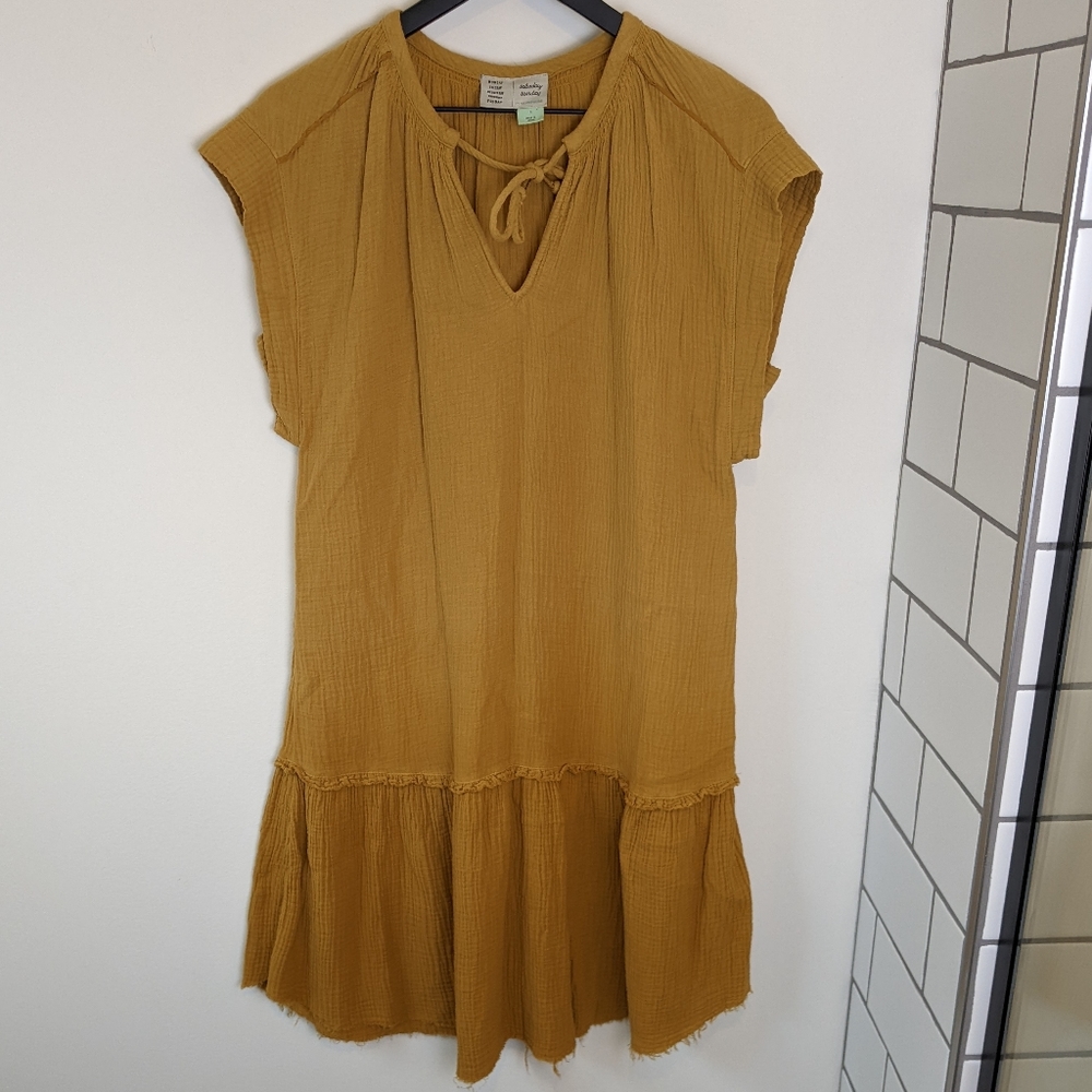 Anthropologie Saturday Sunday Mustard Yellow Ombre Tunic Pullover Gauze Dress